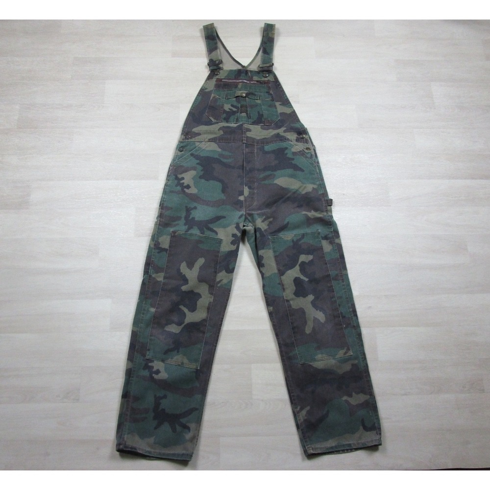Vintage 80s Liberty Camo Hunting Overalls Men's (34x29) Double Knee Workwear